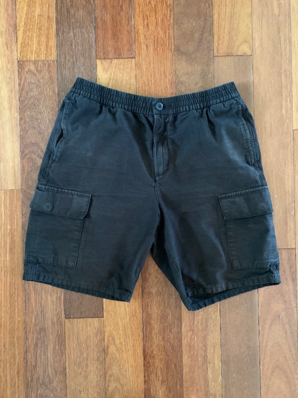 Everlane Mens Black Cotton Pull On Cargo Shorts